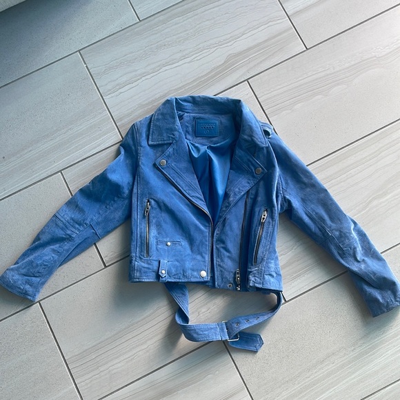 Blank NYC Jackets & Coats Blue Suede Blank Nyc Leather Jacket